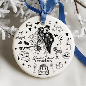 Personalized Skeleton Couple Christmas Ornament 2025 - First Married Gothic Keepsake | Custom Holiday Decoration Wedding Gift - Image 4
