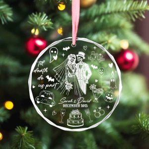Personalized Skeleton Couple Christmas Ornament 2025 - First Married Gothic Keepsake | Custom Holiday Decoration Wedding Gift - Image 7