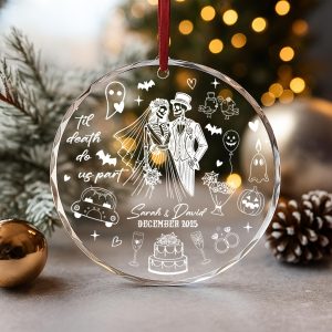 Personalized Skeleton Couple Christmas Ornament 2025 - First Married Gothic Keepsake | Custom Holiday Decoration Wedding Gift - Image 9