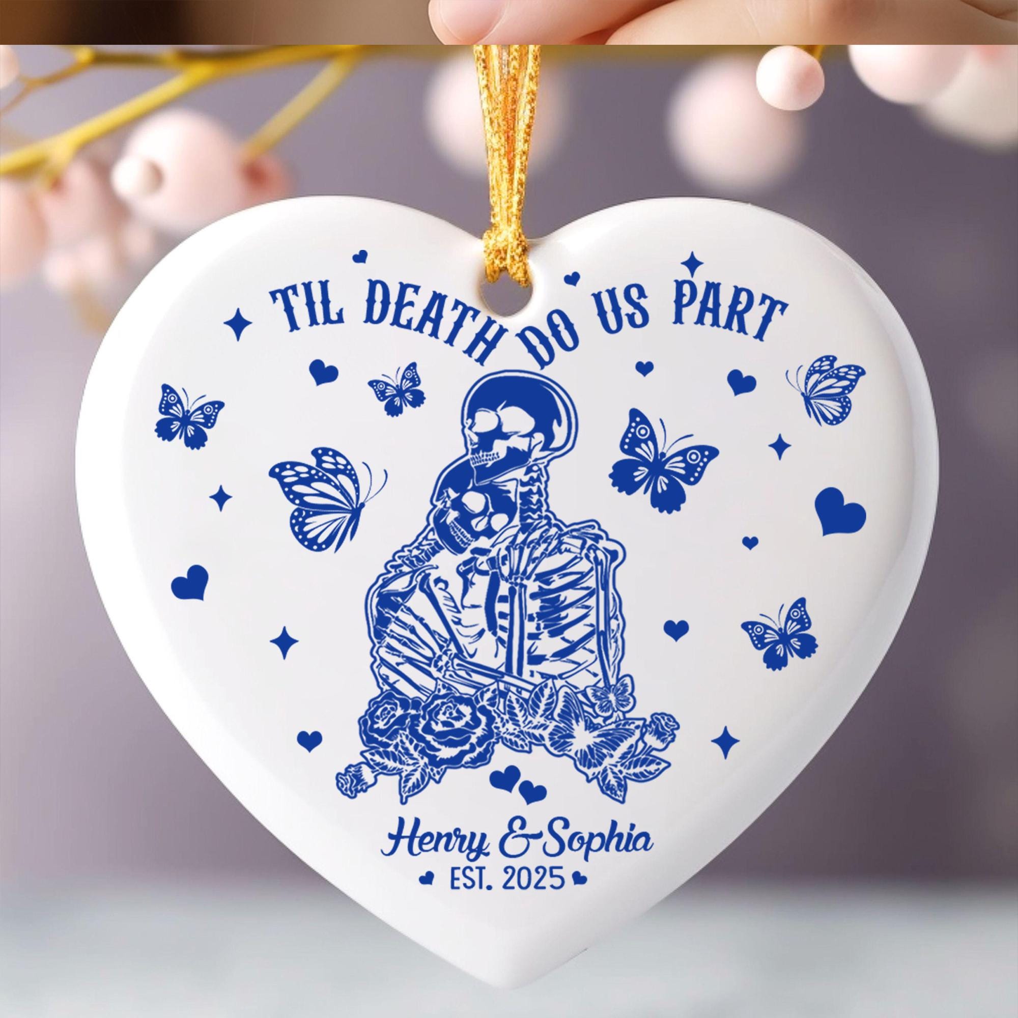 personalized-skeleton-couple-christmas-ornament-til-death-do-us-part-heart-keepsake-gothic-wedding-or-anniversary-gift-2 Personalized Skeleton Couple Christmas Ornament - Til Death Do Us Part Heart Keepsake | Gothic Wedding or Anniversary Gift - Image 2