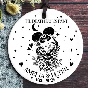 Personalized Skeleton Couple Lover Ornament - Til Death Do Us Part Keepsake | Gothic First Christmas Married Couples Custom Gift - Image 1