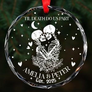 Personalized Skeleton Couple Lover Ornament - Til Death Do Us Part Keepsake | Gothic First Christmas Married Couples Custom Gift - Image 2