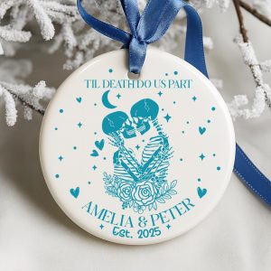 Personalized Skeleton Couple Lover Ornament - Til Death Do Us Part Keepsake | Gothic First Christmas Married Couples Custom Gift - Image 3