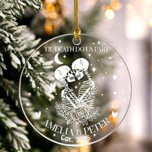 Personalized Skeleton Couple Lover Ornament - Til Death Do Us Part Keepsake | Gothic First Christmas Married Couples Custom Gift - Image 4
