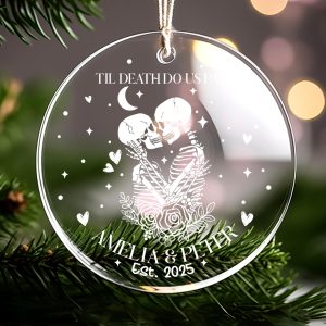 Personalized Skeleton Couple Lover Ornament - Til Death Do Us Part Keepsake | Gothic First Christmas Married Couples Custom Gift - Image 5