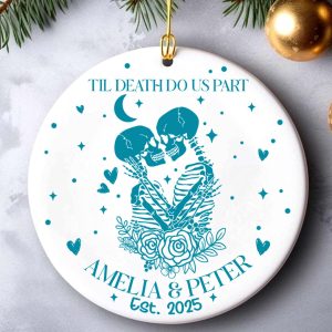Personalized Skeleton Couple Lover Ornament - Til Death Do Us Part Keepsake | Gothic First Christmas Married Couples Custom Gift - Image 8