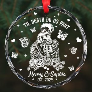 Personalized Skeleton Couple Ornament - Til Death Do Us Part Keepsake | Gothic Anniversary or Romantic Couples Gift - Image 1