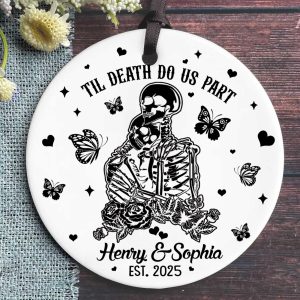 Personalized Skeleton Couple Ornament - Til Death Do Us Part Keepsake | Gothic Anniversary or Romantic Couples Gift - Image 2