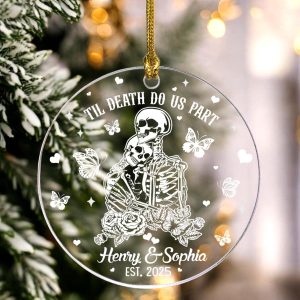 Personalized Skeleton Couple Ornament - Til Death Do Us Part Keepsake | Gothic Anniversary or Romantic Couples Gift - Image 3