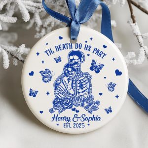 Personalized Skeleton Couple Ornament - Til Death Do Us Part Keepsake | Gothic Anniversary or Romantic Couples Gift - Image 4
