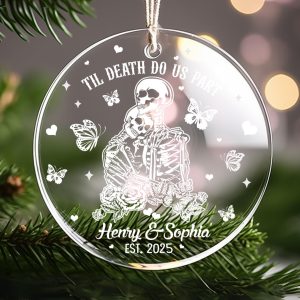 Personalized Skeleton Couple Ornament - Til Death Do Us Part Keepsake | Gothic Anniversary or Romantic Couples Gift - Image 7