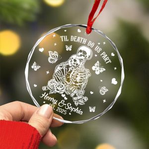 Personalized Skeleton Couple Ornament - Til Death Do Us Part Keepsake | Gothic Anniversary or Romantic Couples Gift - Image 8