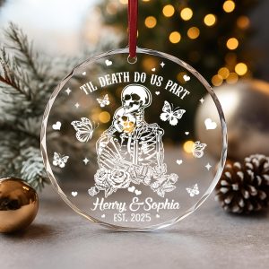Personalized Skeleton Couple Ornament - Til Death Do Us Part Keepsake | Gothic Anniversary or Romantic Couples Gift - Image 9