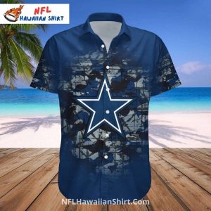 Blue Camo Dallas Cowboys Star Logo Hawaiian Shirt